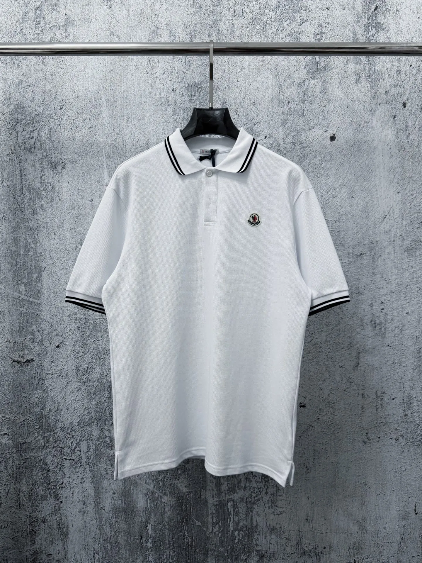 【MONER 】 POLO Classic Logo ， Retro Same Style Versatile : Black White Size：S M L XL